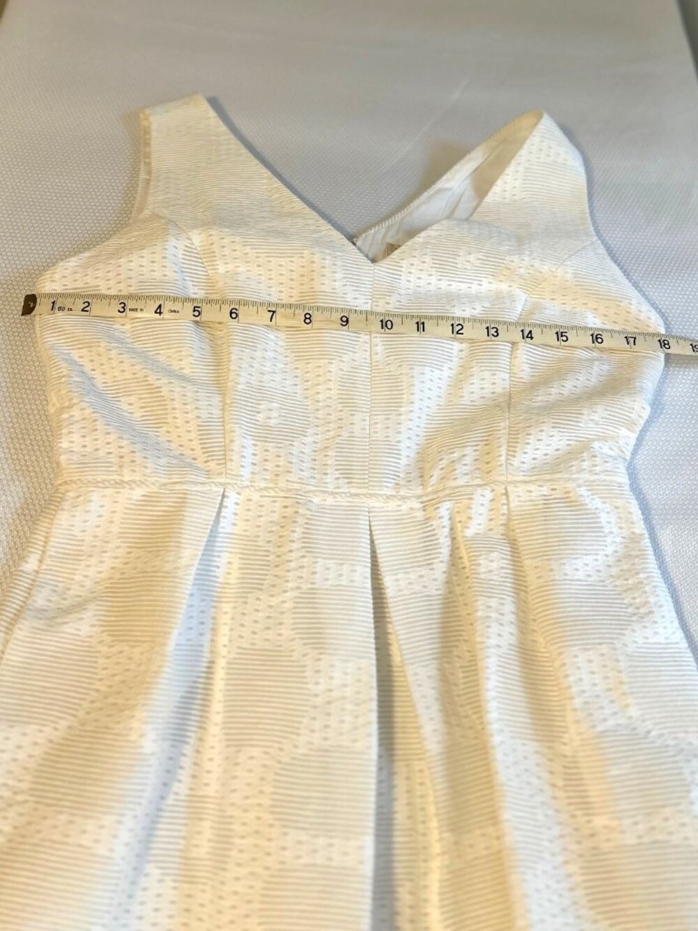 J. Crew Size 6 White Jacquard Cotton Pleated Sleeveless Dress - Picture 6 of 9